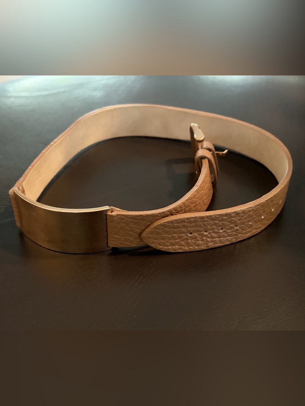Women’s Vintage Milor Italian Wrap Leather Bracelet Gold Plate - Neutral Tan